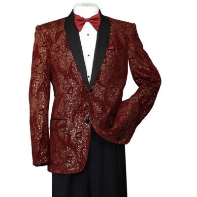 Blazer/Chaqueta Esmoquin Formal Para Hombre Metálico Lentejuelas Chal Cuello Chaqueta 816 Foto 1 de 4