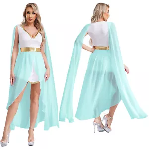 Womens Ancient Greek Toga Princess Costume Roman Queen Goddness Overlay Dress - Picture 1 of 65