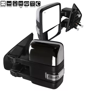 Chrome For 04-14 Ford F150 Power Heated Auxiliary Clearance Signal Tow Mirrors - Picture 1 of 18