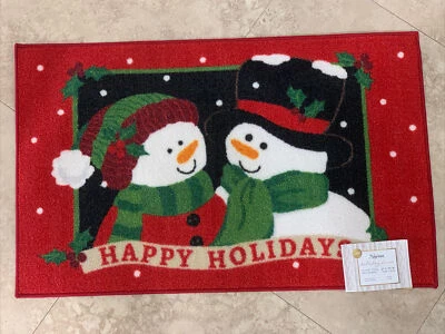 "Nueva alfombra de acento Happy Holidays 20x32"" muñeco de nieve decoración navideña nueva con etiquetas" Foto 1 de 4