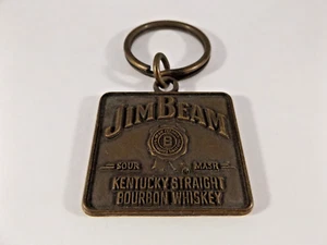 Jim Beam Sour Mash Kentucky Straight Whiskey Square 2 Sided Brass Key Chain Fob - Picture 1 of 9