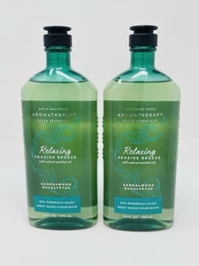 2 Bath & Body Works RELAXING SEASIDE BREEZE SANDALWOOD EUCALYPTUS Wash 10 oz - Picture 1 of 1