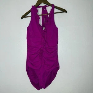 Spanx 14 Rüschen Neckholder Einteiler Badeanzug Magenta Lila Schlankmacher Shapewear Schwimmen - Bild 1 von 5