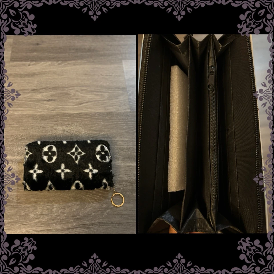 Cartera de lujo negra de piel sintética 3D de doble cara porta monedas/llaves 👌🖤 Foto 1 de 4