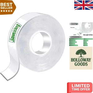 Weatherproof Clear Double-Sided Tape for Picture Hanging & Home Décor - 5m x 2cm - Picture 1 of 8