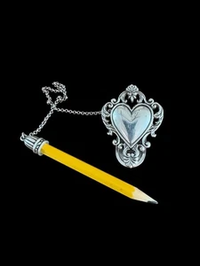 Vintage Brighton Collectibles clip in metallo blocco memo matita catena attaccata - Foto 1 di 16