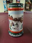 Vintage 1991 Budweiser Beer Holiday Christmas Stein Mug Clydesdales Ceramarte  for sale