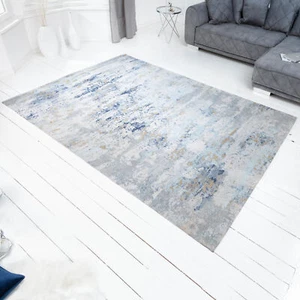 Design Teppich ABSTRAKT XXL - 350x240m - grau blau - Baumwolle - gemustert - Bild 1 von 8