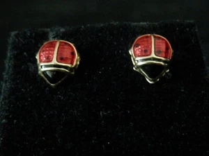 HERMOSOS Pendientes de Tachuelas de Oro Amarillo de 14 K LADYBUG #365 - Imagen 1 de 3