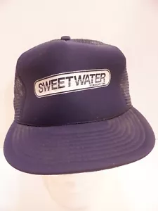 VINTAGE RARE SWEETWATER TECHNOLOGY CORP BLUE & WHITE TRUCKER HAT SNAPBACK - Picture 1 of 9