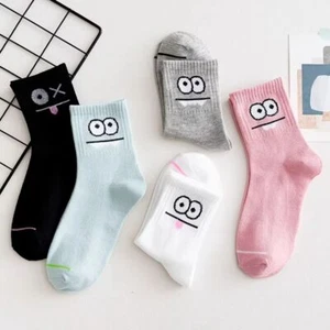 5 Pairs Embroidery Couple Socks Expression Printed Middle Tube Socks - Picture 1 of 8
