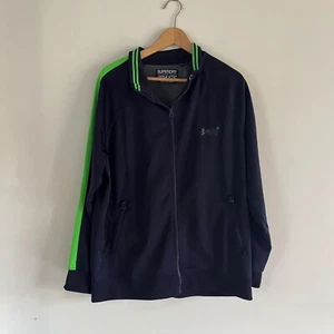 Superdry Sport Mens Track Top Sweatshirt Zip Up Athletics Size XXL Navy Green - Picture 1 of 11