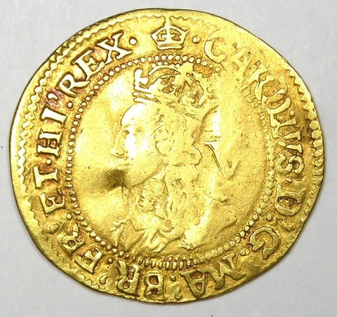 1625-1649 England Britain Gold Charles I Crown G1C. Fine Detail - Rare Gold Coin Cover