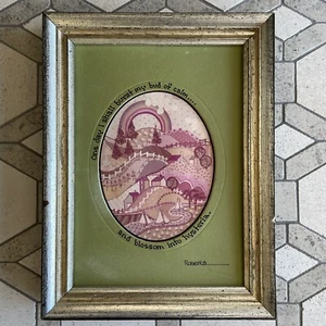 Roberta McDowell Painting BURST MY BUD OF CALM Orange County Artist 8x6" Vintage - Picture 1 of 5