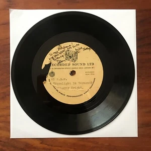 ACETATE DENNY WRIGHT SIGNED Moonlight In Vermont DEDICATED JAZZ 7” 45 - Picture 1 of 2