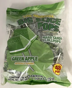 Big Slice Pops Green Apple Candy Lollipops Suckers Bulk 48 Count Bag Candies Pop - Picture 1 of 6