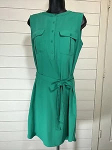 Adrienne Vittadini shirt dress green size 2 belted XS sleeveless - Picture 1 of 13