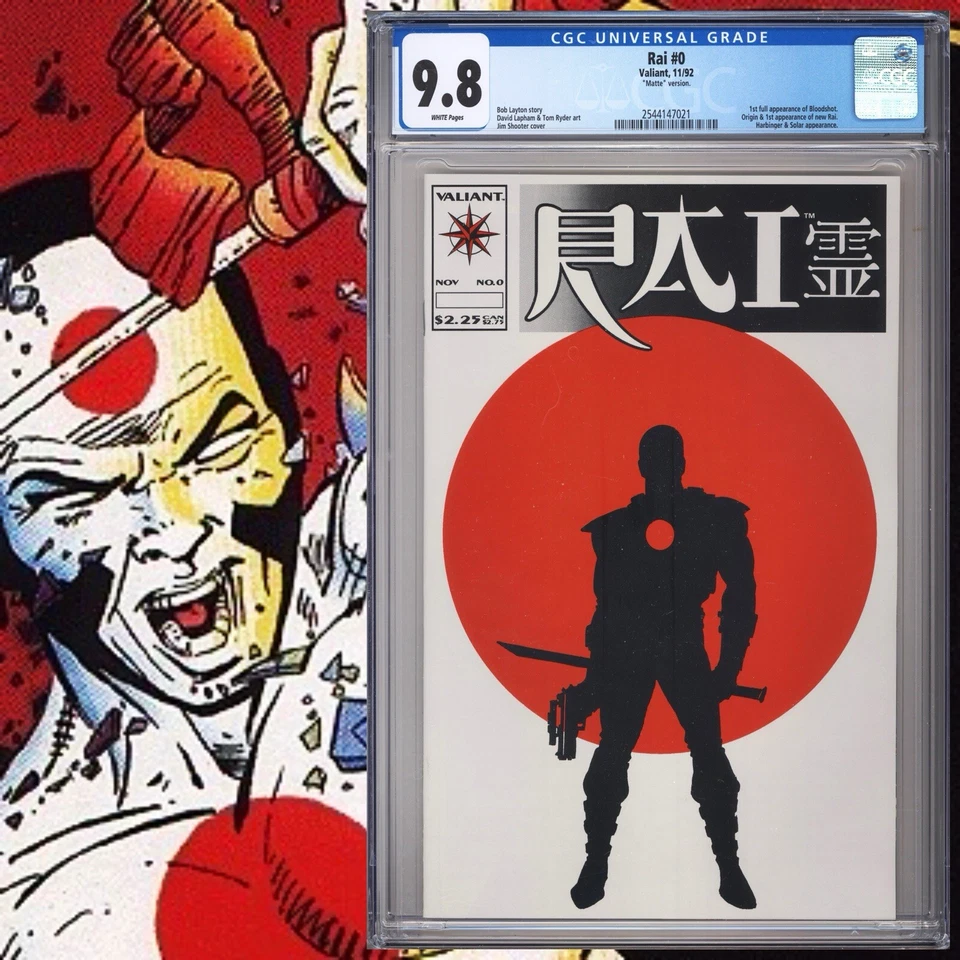 CGC 9.8 Rai #0 Matte Version 1st Bloodshot Valiant White Pages 1992 - Image 1 of 2