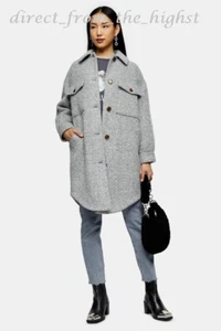 Topshop Grey Marl Brushed Shacket UK Sizes 4_6_8_10_12_14_16 - Picture 1 of 4