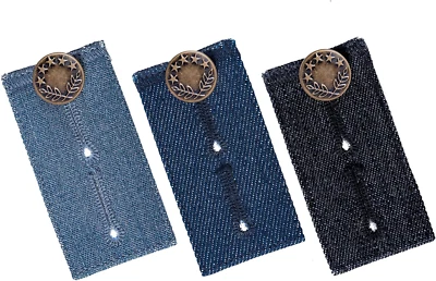 Waistband Extenders by  | Button Extender for Pants | Denim Material | Pack of 3 - Image 1 of 4