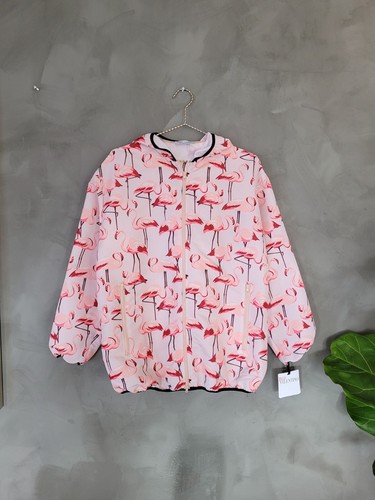 **Giacca morbida conchiglia rossa Valentino** rosa stampa fenicottero IT 40 taglia small