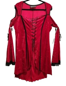 Vintage Lippenbekenntnis Mittelalter Vampir Tunika Top Goth Renaissance viktorianisches Korsett 2XL - Bild 1 von 16