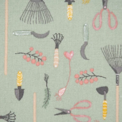 Baumwollstoff Potager Gartenwerkzeuge grün 1,40m Breite - Bild 1 von 4