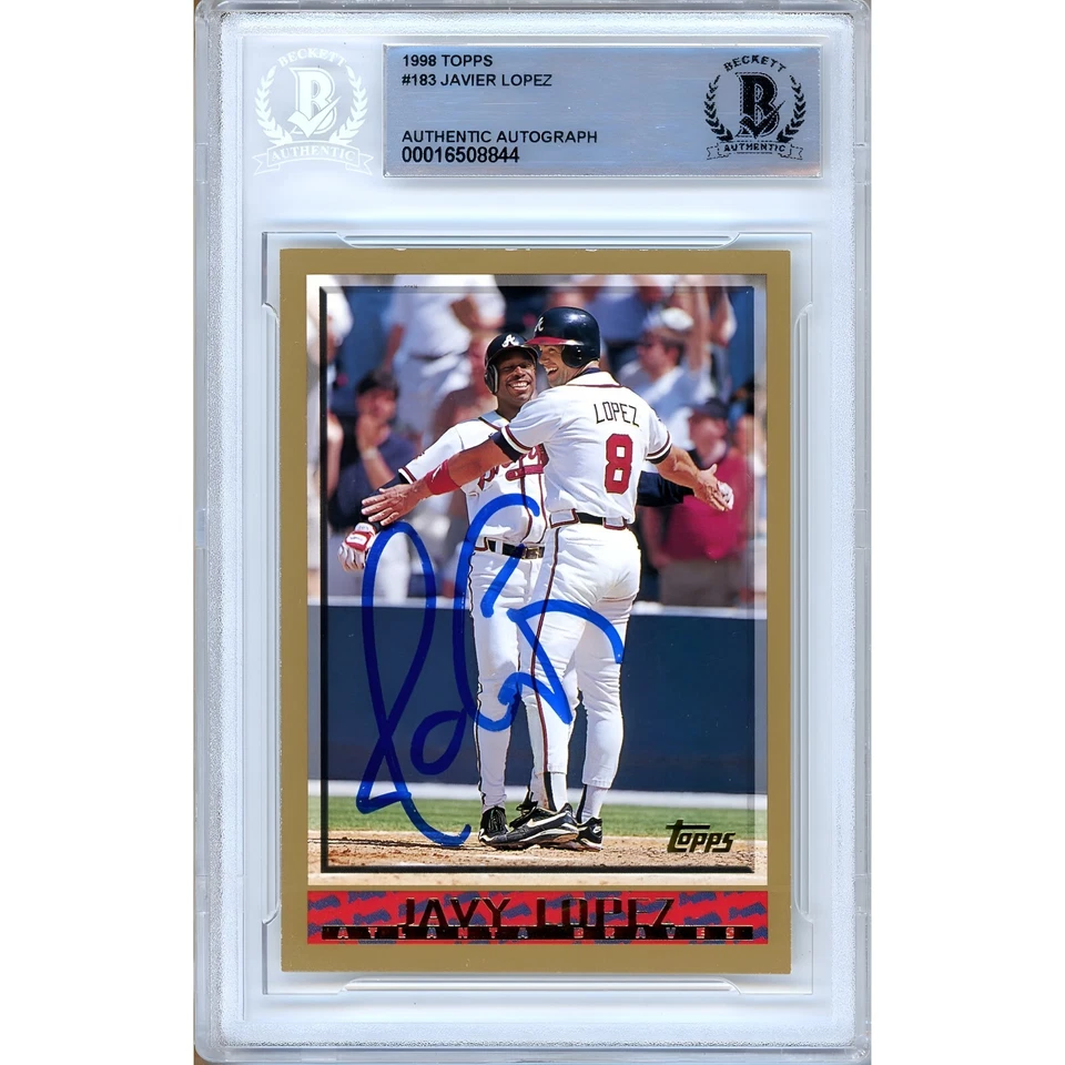 Javy Lopez Signed 1998 Topps #183 Card AUTO Beckett Slabbed Atlanta Braves - Image 1 of 4