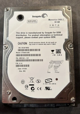 Seagate Momenlus 5400.2 60 Gig. Model # ST 98612AS Disk Drive - Image 1 of 4