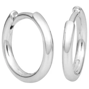 Orecchini piccoli creoli 1,7x12 mm in oro bianco 585 rotondi lucidi - Foto 1 di 1
