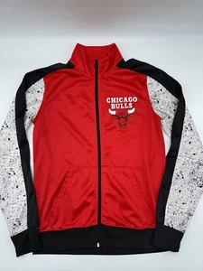 Chicago Bulls NBA U Full Zip Long Sleeve Pullover Mens Small Splatter Graphic - Picture 1 of 10