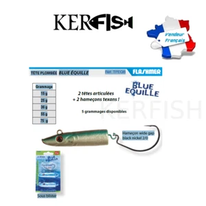 FLASHMER BLUE EQUILLE : 2 têtes articulées + 2 hameçons texans New - Imagen 1 de 1