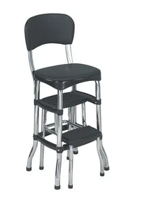 cosco 11120cbb1e black retro counter chair / step stool, black - Picture 1 of 6