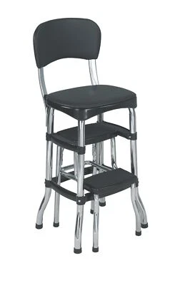 cosco 11120cbb1e black retro counter chair / step stool, black - Image 1 of 4