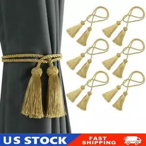 6 Pack Curtain Handmade Tiebacks Decorative Curtain Holdbacks with Tassel Gold - Picture 1 of 6