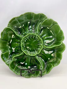 Crudite Platter Cemar California Pottery 959 Chip Dip Ceramic green Leaf 14" MCM - Picture 1 of 6