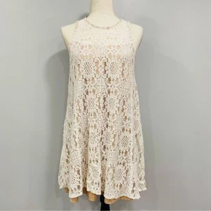 ALTAR’D STATE M Ivory Lace Crochet Sleeveless Cottage Fairy Swing Babydoll Dress - Picture 1 of 16