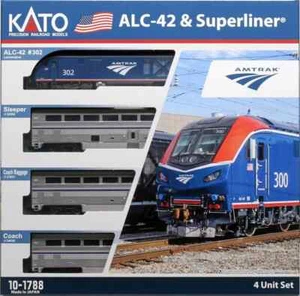 Locomotora Kato escala N 101788 Amtrak ALC-42 y 3 coches Superliner con SONIDO en caja - Imagen 1 de 1