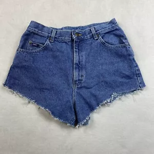 Vtg 90's Lee High Waist Cutoff Mom Jean Shorts Denim Fringe Size L 10 12 - Picture 1 of 3