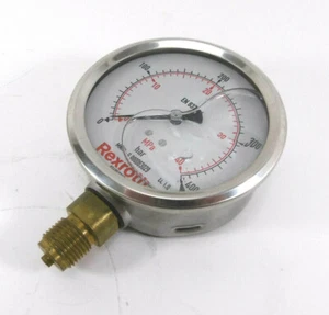 Rexroth Manometer R900063029 | Glycerin 0 - 400 bar | Ø 100 mm | 1/2" |senkrecht - Bild 1 von 5
