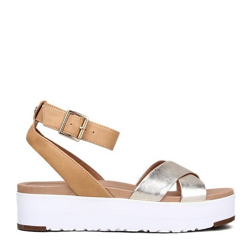 UGG Plateau Sandalen 'Tipton Metallic' hellbraun g EUR 40 UK 7 wie NEU