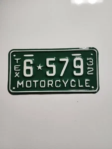 RARE VINTAGE 1932 TEXAS MOTORCYCLE LICENSE PLATE ORIGINAL  - Picture 1 of 2