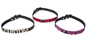 Submissive Name Word Choker Slave Daddy-Bdsm-Slut-Collar-Adult-Kinky-Made In USA - Picture 1 of 13