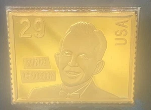 2006 USPS .999 Silver Stamp Bing Crosby - Hollywood Legends 24k Gold Plated - Picture 1 of 8