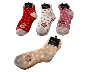 4 Pair Pack Women's Butter Soft Beauty Solid Fuzzy Socks Beautiful Comfortable - Picture 1 of 9