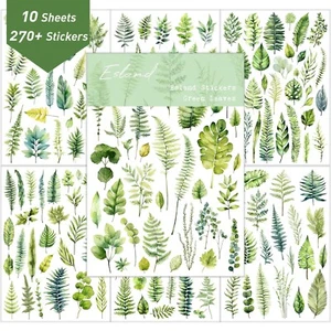 Pegatinas planificadoras hojas verdes adhesivas estéticas botánicas plantas pegatinas - Imagen 1 de 13