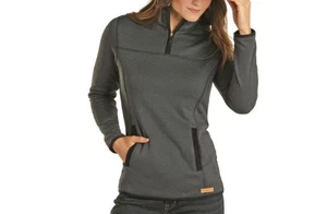 Powder River Outfitters Medium Gray Diamond Black Panhandle Jacquard Pullover  - Picture 1 of 8