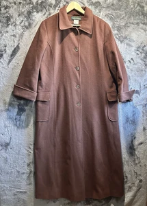 Abrigo Harvé Benard de Bernard Holtzman para mujer mezcla de lana cachemir marrón guisante talla 14 - Imagen 1 de 9