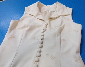 Vintage. Etuikleid 60er Jahre creme gemustert Baumwolle Handarbeit (flache Maße prüfen) - Bild 1 von 10