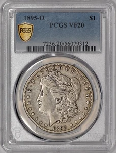 1895-O Morgan Silver Dollar $1 PCGS VF20 w/ Gold Shield - Picture 1 of 5